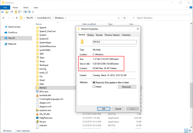 Rozmiar folderu winsxs w systemie Windows10