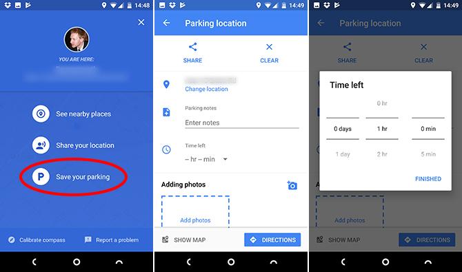 Google Maps Android parking