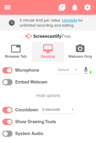 screencastify narzędzie do nagrywania dźwięku na Chromebooku
