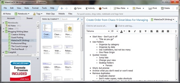 Tworzenie porządku z chaosu: 9 świetnych pomysłów na zarządzanie plikami na komputerze Evernote Przykład