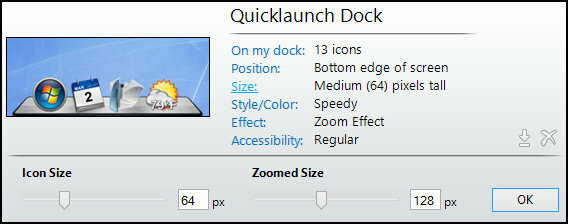 ObjectDock: Szybko dostosuj pulpit i zwiększ jego funkcjonalność [Windows] ObjectDock Ustawienia Rozmiar domowy