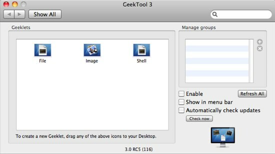 GeekTool - Wyświetl informacje o systemie na komputerze Mac w preferencjach Style 01c GeekTool 3