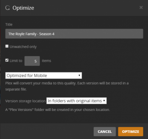 plex media optimize