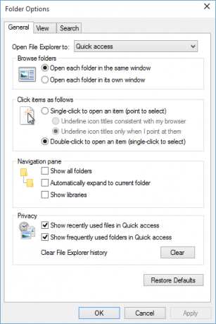 Opcje folderów systemu Windows 10