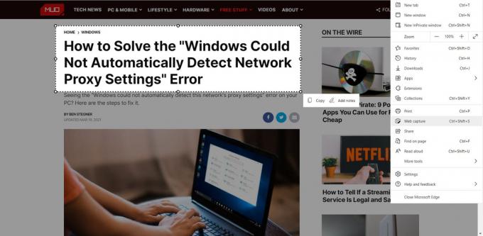 Funkcja Microsoft Edge Web Capture