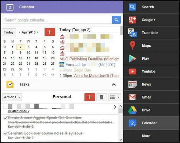 Czarne menu: dostęp do wszystkich usług Google w ramach jednego menu [Chrome] Gcal