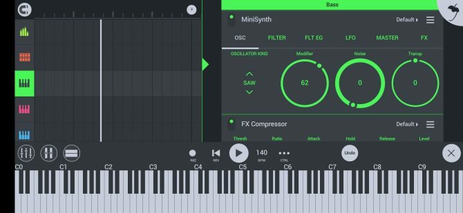układ ekranu FL Studio z wyświetlaczem piano roll