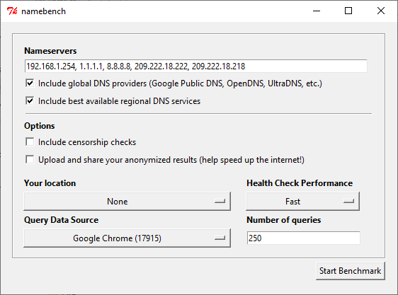 Narzędzie testowe DNS namebench