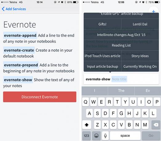 Dane wejściowe to iPhone Command Line dla Evernote, Gmaila i wielu innych