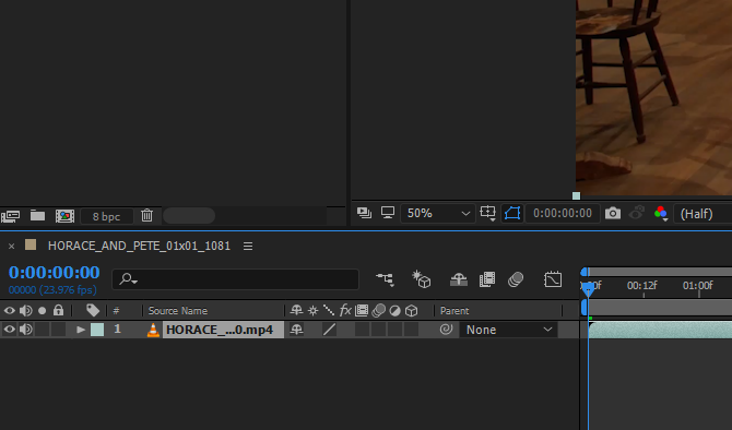 Jak poruszać się po tekście w przykładowej osi czasu programu Adobe After Effects