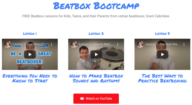 Beatbox Bootcamp uczy, jak grać beatbox za darmo w trzech lekcjach wideo na YouTube