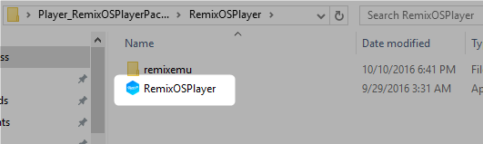 Uruchom Remix OS Player Folder ZIP