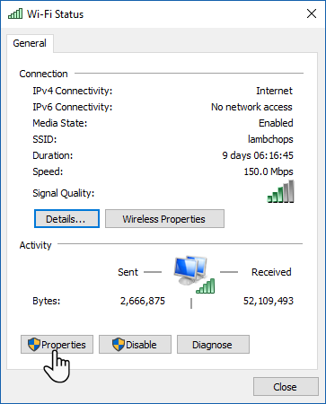 Jak wyłączyć Wi-Fi podczas podłączania Ethernetu w Windows 10 WiFi Status 1