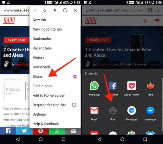 przekonwertować stronę internetową na PDF w Chrome na Androida 3