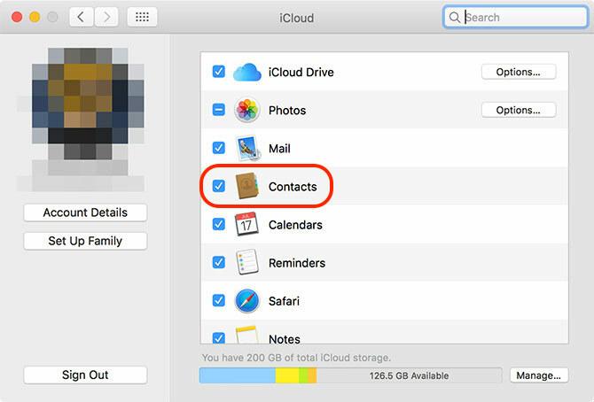 Kontakty iCloud