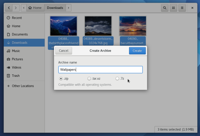 nowy kompres fedora 25