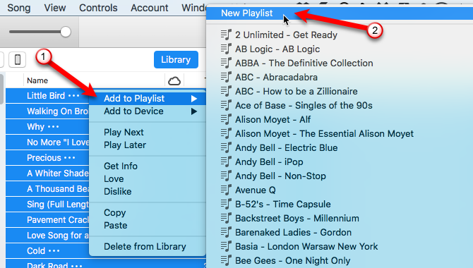 iTunes tworzy listę odtwarzania