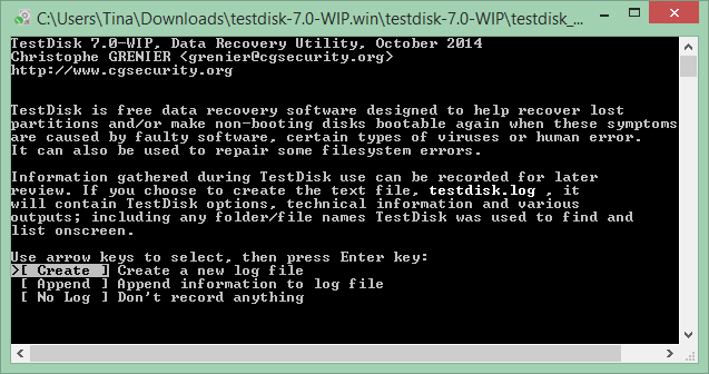 Jest to zrzut ekranu jednego z najlepszych programów Windows o nazwie TestDisk