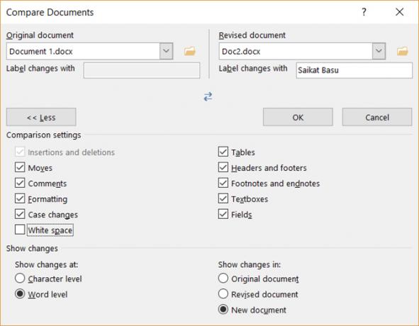 Prawne czarne okno dialogowe w programie Microsoft Word