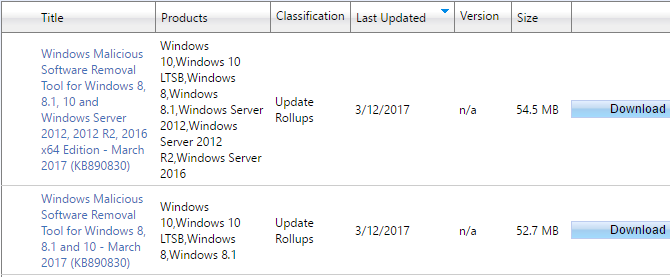 Windows Update nie będzie działał na Windows 7 i 8.1 działający na nowym sprzęcie Microsoft Update Catalog Search 670x277