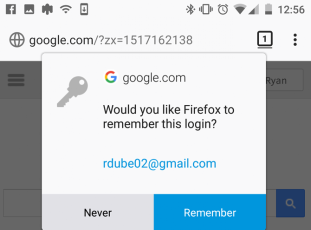 Firefox na Androida - zaloguj się