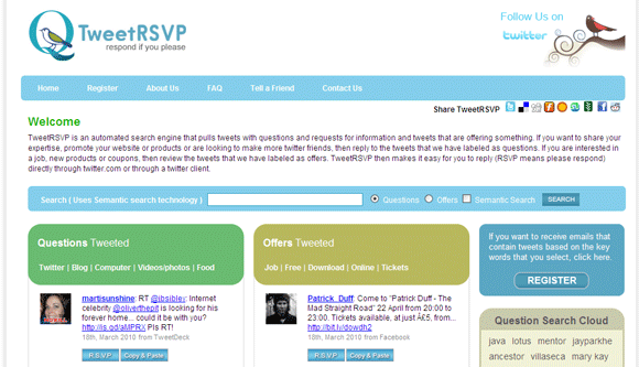6 Twitter Web Apps do zadawania pytań przez tłum Twittera TweetRSVP