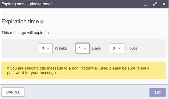 E-mail wygasający ProtonMail