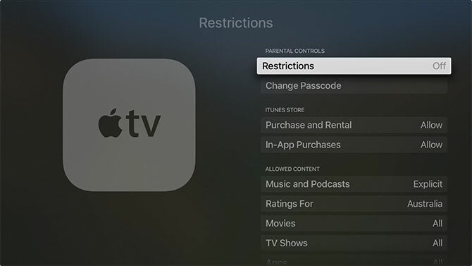 Jak skonfigurować i używać ograniczeń Apple TV Apple TV 1