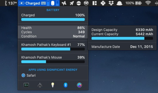 istat menu Mac OS Oszczędzanie baterii