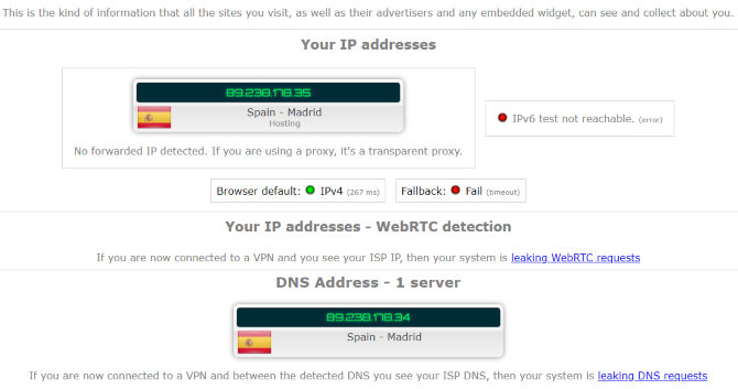 Wyciek IP Testowanie VPN w Hiszpanii