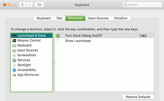 Pokaż skrót klawiaturowy Launchpad Mac