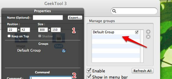 GeekTool - Wyświetlanie informacji o systemie na komputerze Mac we właściwościach i grupach Style 02b