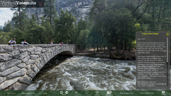 Wirtualny Yosemite oferuje zdjęcia panoramiczne 360 ​​stopni i dźwięk głównych hotspotów w parku narodowym