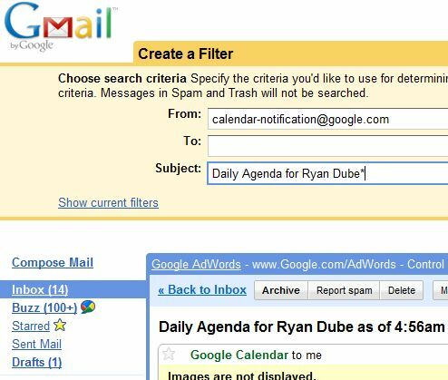 Uwolnij swój czas dzięki Kalendarzowi Google, blogowi i aktualizacjom statusu gmailfilter5