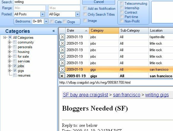 Szukaj w Craigslist Za pomocą CraigsList Reader (Windows) craigslist41