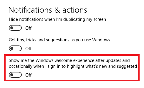 Jak wyłączyć stronę „Windows Welcome Experience” w ustawieniach strony doświadczenia Windows 10