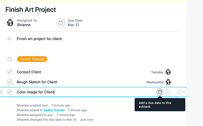 Utwórz projekt Asana Dodaj więcej podzadań