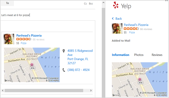 Nowy Outlook.com - Yelp