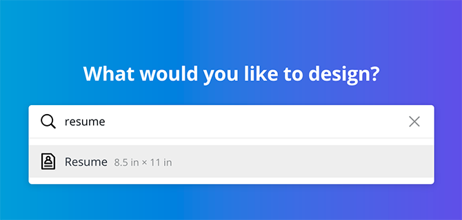 Korzystanie z paska wyszukiwania Canva w celu znalezienia szablonu CV
