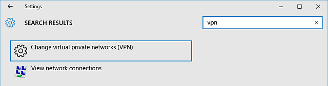 Panel ustawień VPN systemu Windows 10