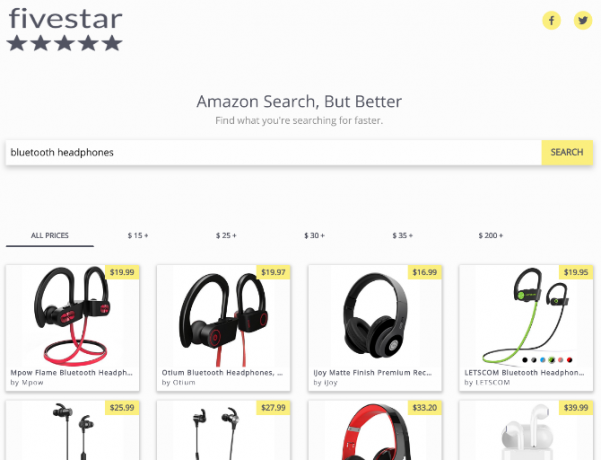 FiveStar to minimalistyczna wyszukiwarka Amazon