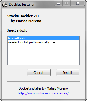 RocketDock + Stacks Docklet: nie tylko dok, ale kompletne rozwiązanie do organizacji komputerów stacjonarnych [Windows] 2013 04 12 22 48 04 Docklet Installer