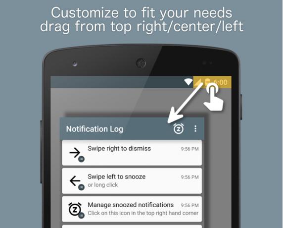 android-powiadomienia-powiadomienie-log-przesuń palcem w dół