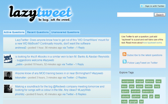 6 Twitter Web Apps do zadawania pytań od tłumu Twittera lazytweet