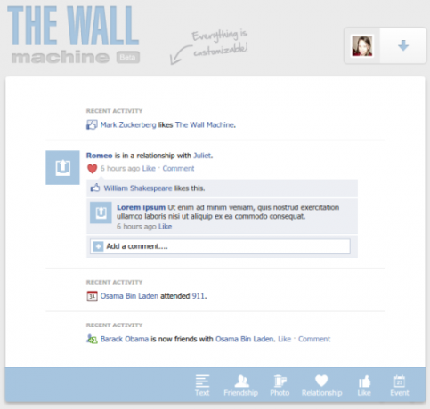 Facebook Fake The Wall Machine