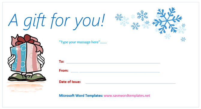szablony bonów upominkowych Microsoft Office śnieżynka