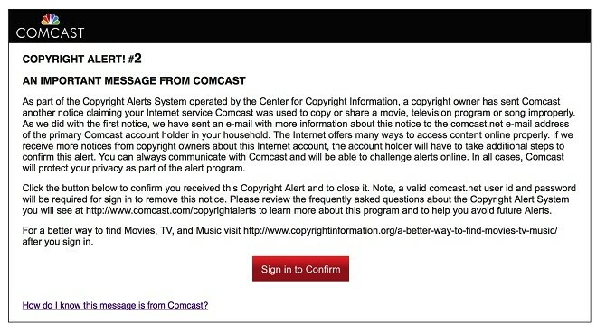 Alert Comcast