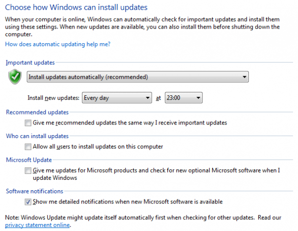 Ustawienia Windows Update