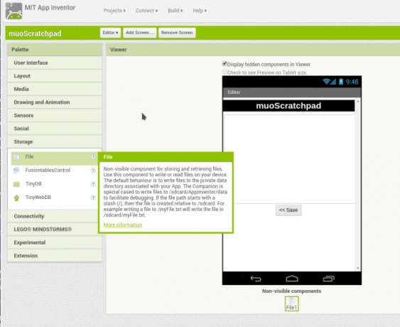 Android utwórz aplikację appinventor screen2 storage
