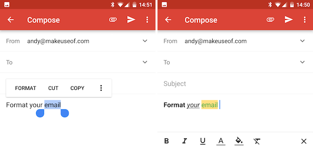 Android Gmail Formatuj swoje wiadomości